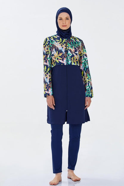 Rozamay Jileli Water Repellent Dark Navy Full Coverage Hijab Swimsuit 9285 - ihvan