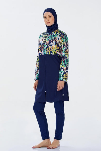 Rozamay Jileli Water Repellent Dark Navy Full Coverage Hijab Swimsuit 9285 - ihvan