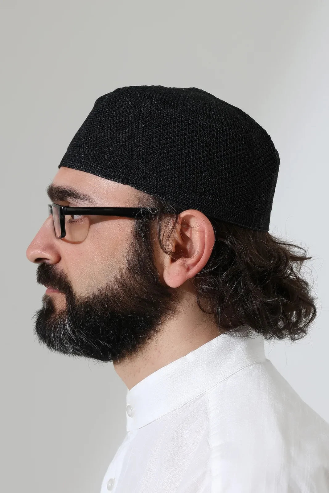 Structured Knitted Kufi Prayer Cap – Black