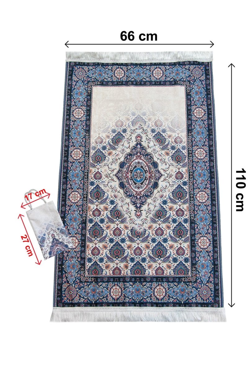 Silk - Touch Velvet Prayer Rug with Rumi Motif – Portable and Practical with Carrying Bag - ihvan