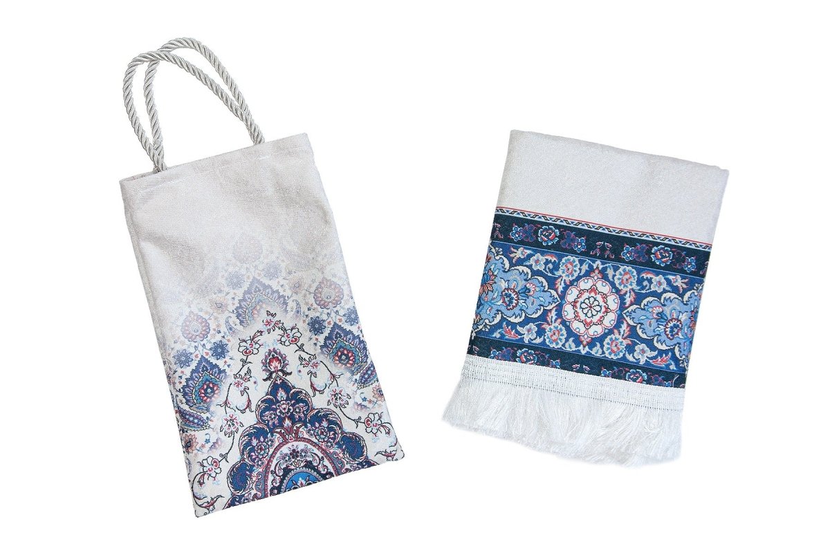 Silk - Touch Velvet Prayer Rug with Rumi Motif – Portable and Practical with Carrying Bag - ihvan