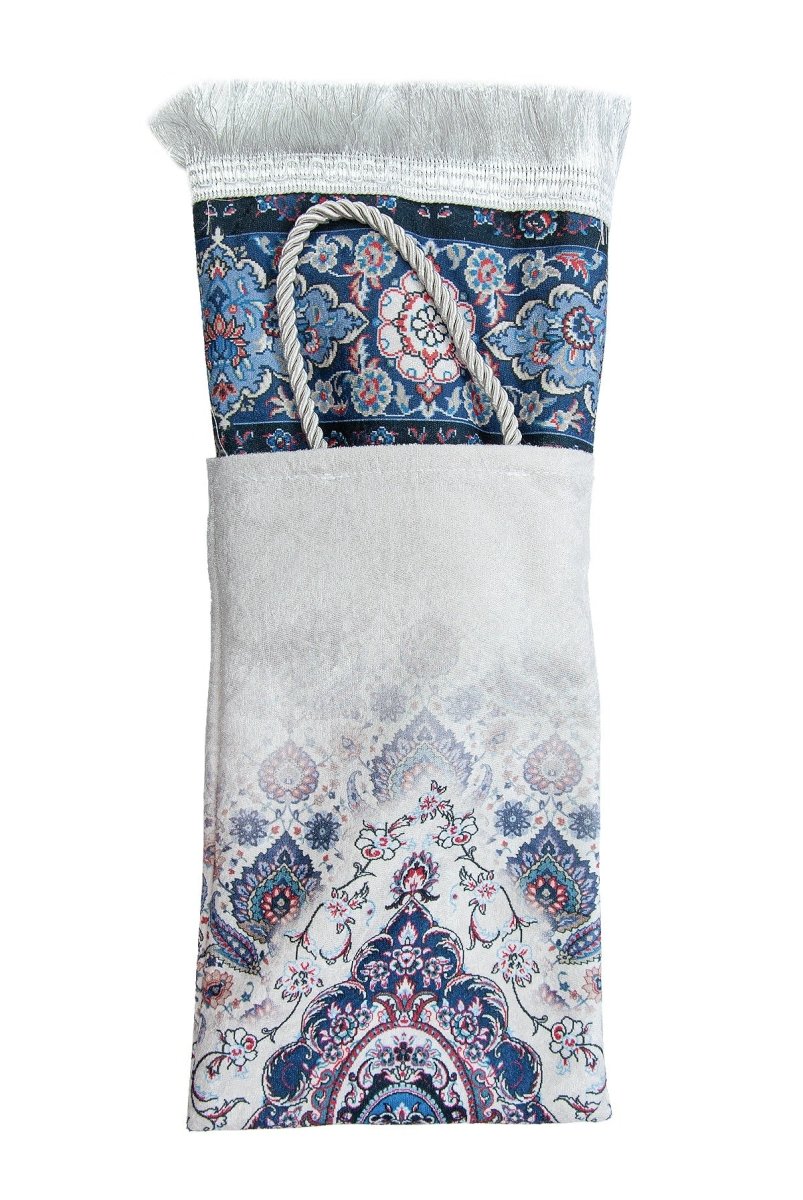 Silk - Touch Velvet Prayer Rug with Rumi Motif – Portable and Practical with Carrying Bag - ihvan