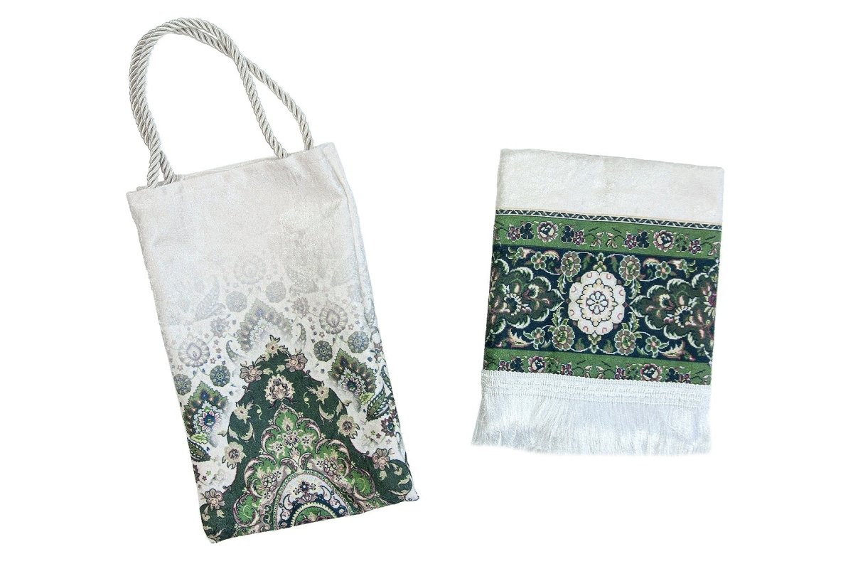 Silk - Touch Velvet Prayer Rug with Rumi Motif – Portable and Practical with Carrying Bag - ihvan