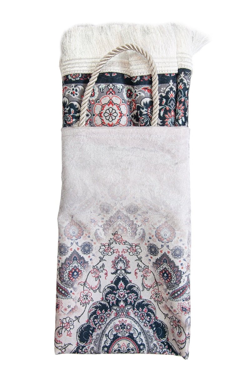 Silk - Touch Velvet Prayer Rug with Rumi Motif – Portable and Practical with Carrying Bag - ihvan