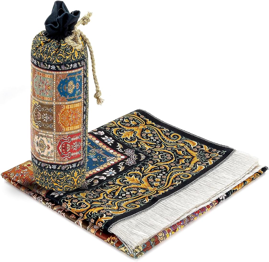 Silky Muslim Prayer Rug – Soft Portable Islamic Mat with Travel Bag, Elegant Design - ihvan
