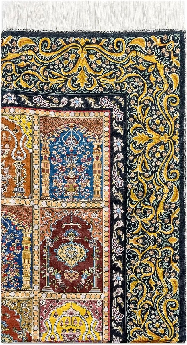 Silky Muslim Prayer Rug – Soft Portable Islamic Mat with Travel Bag, Elegant Design - ihvan