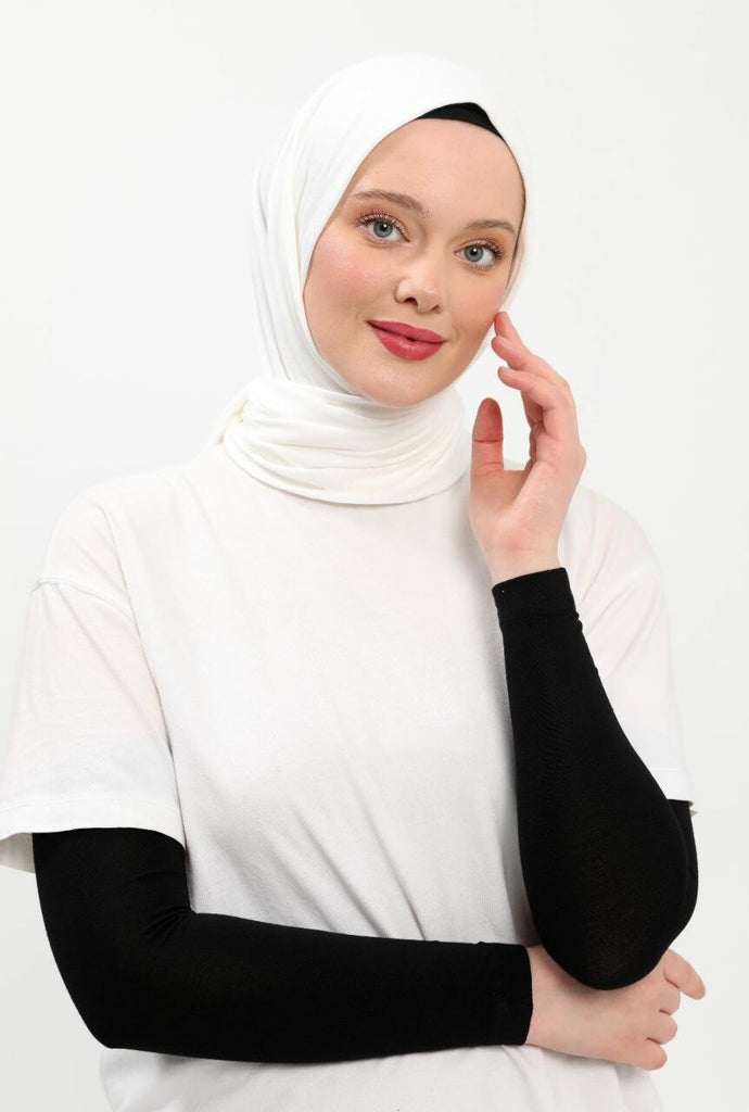 Plain Seamless Practical Lycra Hijab Combed Cotton Prayer Cuff Black