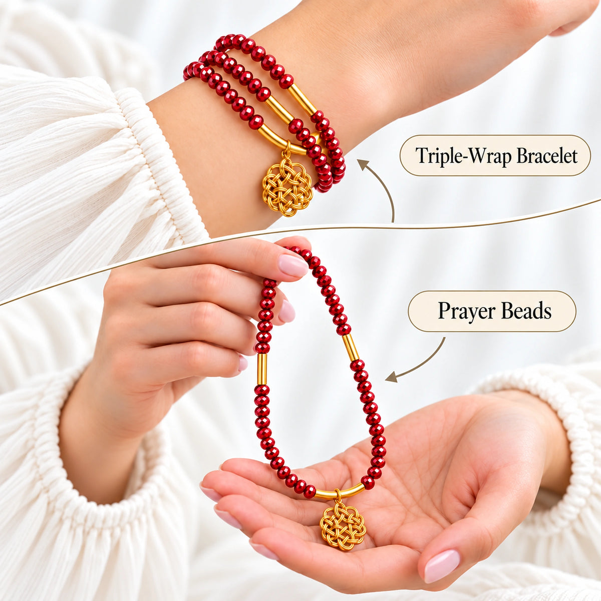 99-Bead Tasbih Bracelet – 6 mm Triple-Wrap Prayer Beads