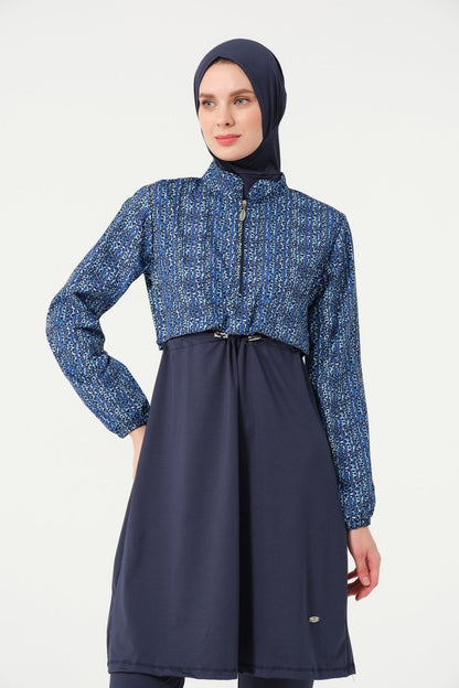 Tesmay Women's Lycra Full-Covered Burkini 21111-25 Dark Navy Blue - ihvan