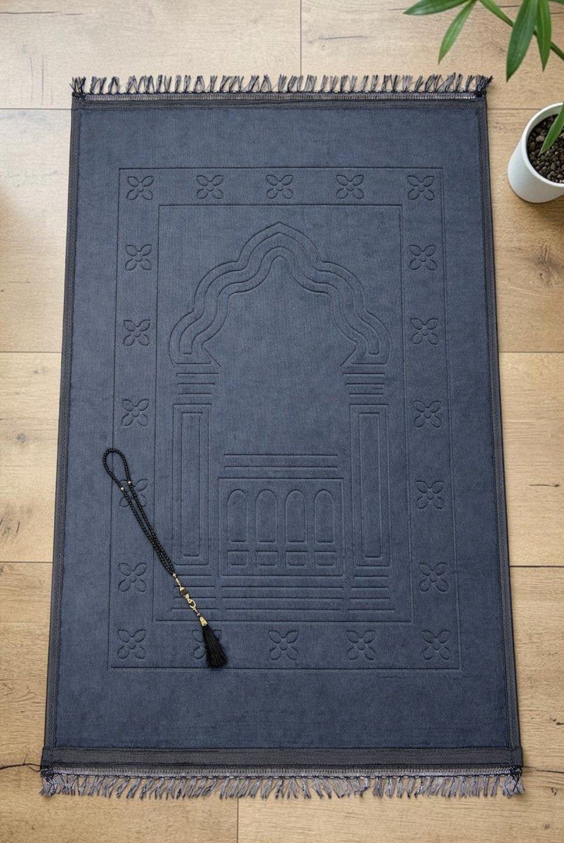 Thick Large Padded Sajadah - Soft Luxury Muslim Prayer Rug for Men and Women - Great for Knees and Forehead - Non - Slip Plush Velvet Islamic Prayer Mat - ihvan