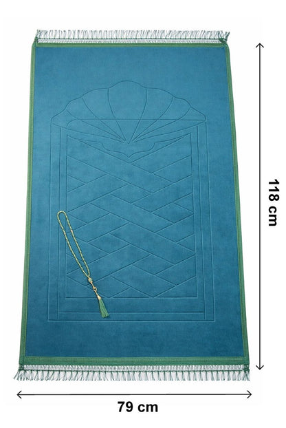 Thick Large Padded Sajadah - Soft Luxury Muslim Prayer Rug for Men and Women - Great for Knees and Forehead - Non - Slip Plush Velvet Islamic Prayer Mat - ihvan