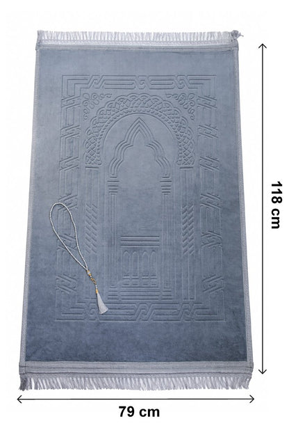 Thick Large Padded Sajadah - Soft Luxury Muslim Prayer Rug for Men and Women - Great for Knees and Forehead - Non - Slip Plush Velvet Islamic Prayer Mat - ihvan