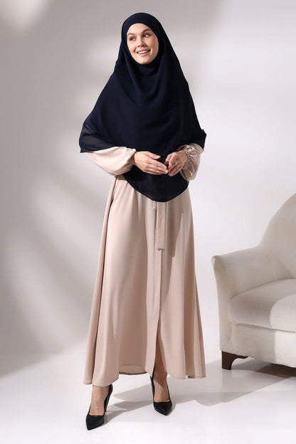 Three - Layered Niqab - Style Chiffon Hijab – Short Modest Scarf with Sufle Detail - ihvan