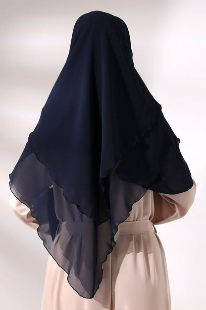 Three - Layered Niqab - Style Chiffon Hijab – Short Modest Scarf with Sufle Detail - ihvan