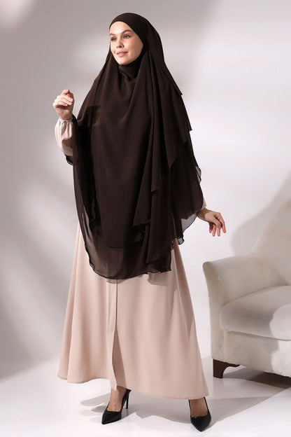 Three - Layered Niqab - Style Long Chiffon Hijab – Modest Sufle Scarf - ihvan