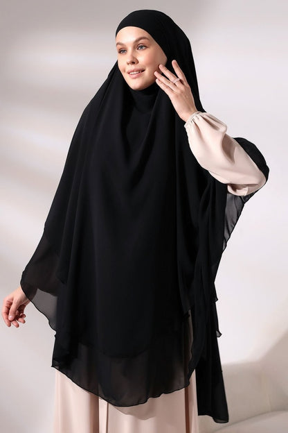 Three - Layered Niqab - Style Long Chiffon Hijab – Modest Sufle Scarf - ihvan
