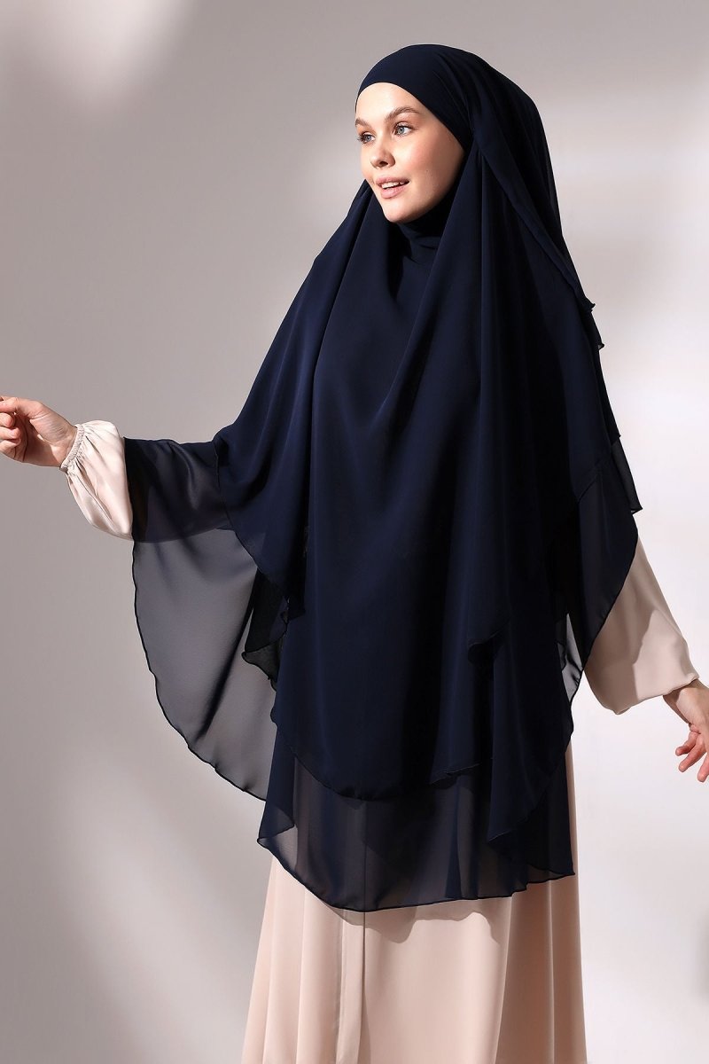 Three - Layered Niqab - Style Long Chiffon Hijab – Modest Sufle Scarf - ihvan