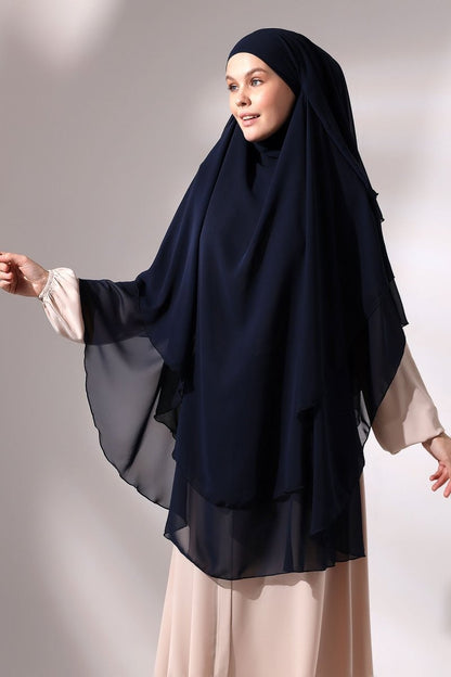Three - Layered Niqab - Style Long Chiffon Hijab – Modest Sufle Scarf - ihvan