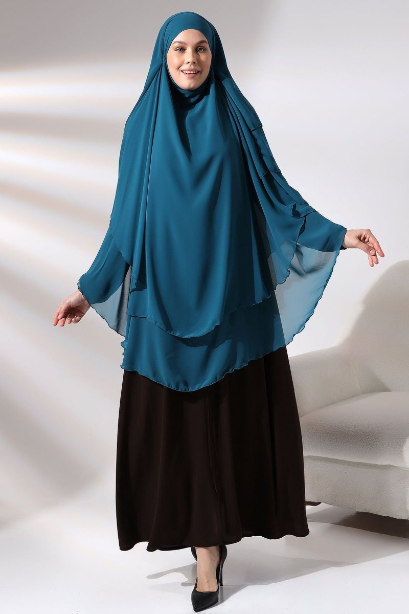 Three - Layered Niqab - Style Long Chiffon Hijab – Modest Sufle Scarf - ihvan