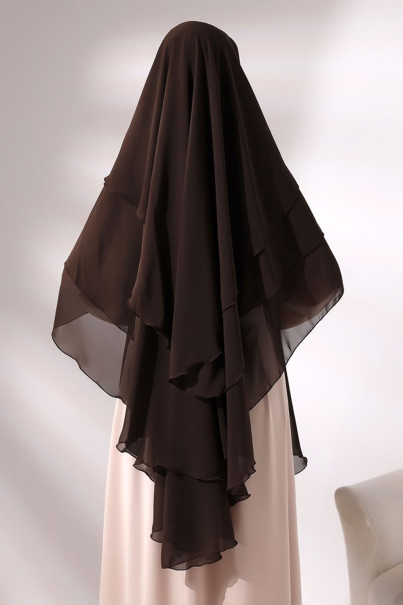 Three - Layered Niqab - Style Long Chiffon Hijab – Modest Sufle Scarf - ihvan
