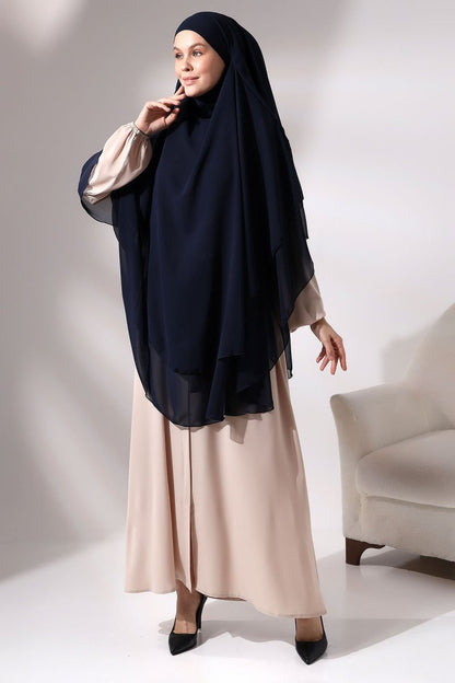 Three - Layered Niqab - Style Long Chiffon Hijab – Modest Sufle Scarf - ihvan