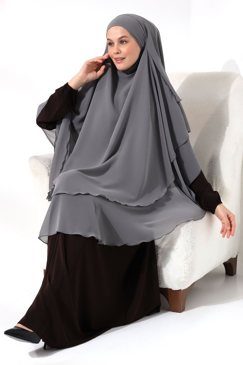 Three - Layered Niqab - Style Long Chiffon Hijab – Modest Sufle Scarf - ihvan