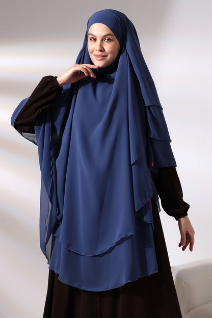 Three - Layered Niqab - Style Long Chiffon Hijab – Modest Sufle Scarf - ihvan