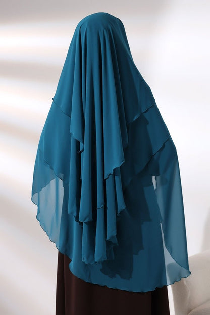Three - Layered Niqab - Style Long Chiffon Hijab – Modest Sufle Scarf - ihvan