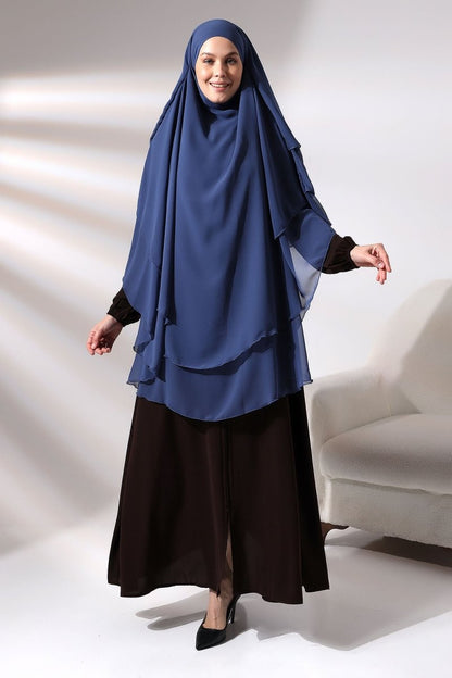 Three - Layered Niqab - Style Long Chiffon Hijab – Modest Sufle Scarf - ihvan