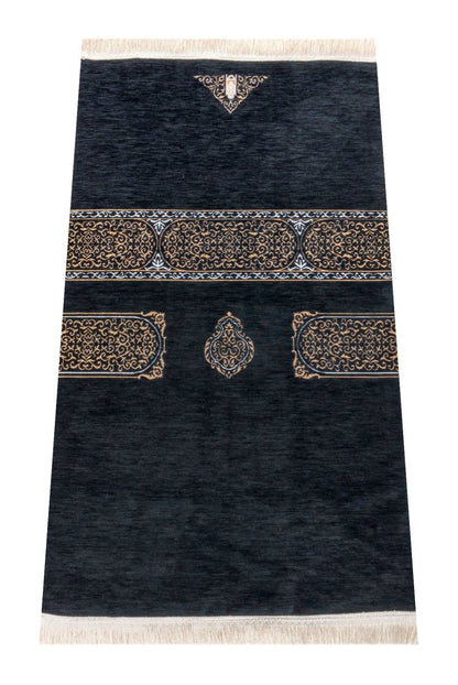 Ultra Luxury Kaaba Cover–Inspired Chenille Prayer Rug - ihvan