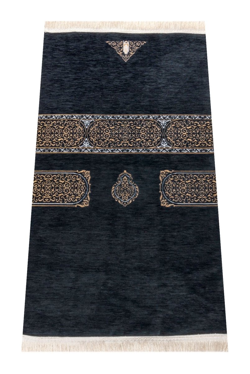 Ultra Luxury Kaaba Cover–Inspired Chenille Prayer Rug - ihvan