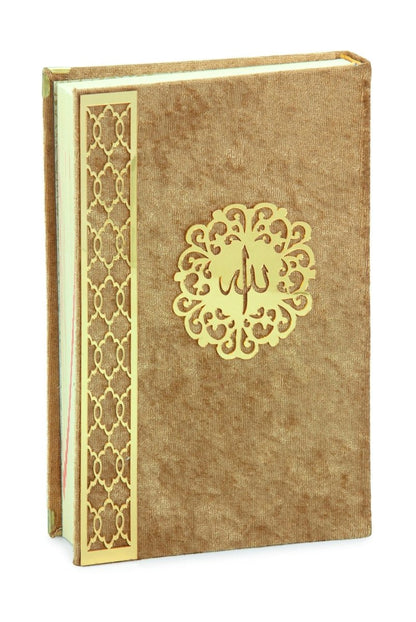 Velvet Covered Holy Quran Gift Set | Gold Embellished Glass-Top Rehal Box | Decorative Islamic Display for Ramadan & Eid - ihvan