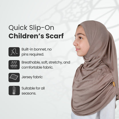 Easy to Wear Instant Hijab for Girls | Soft Viscose One-Piece Kids Headscarf for School, Prayer