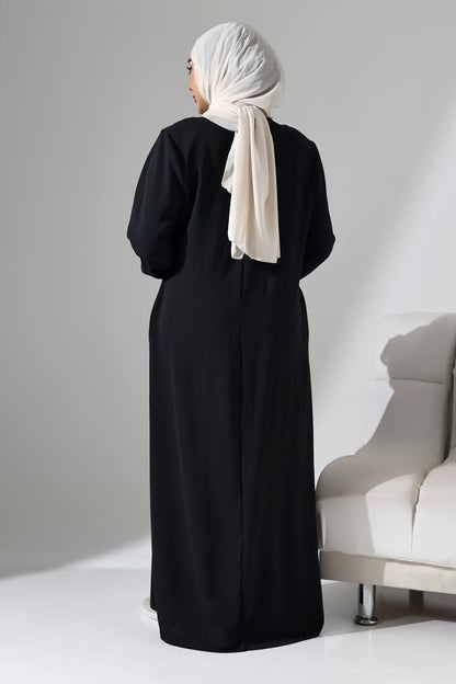 Women's Black Aerobin Hidden Zipper Hajj Umrah Outfit Hijab Abaya - ihvan