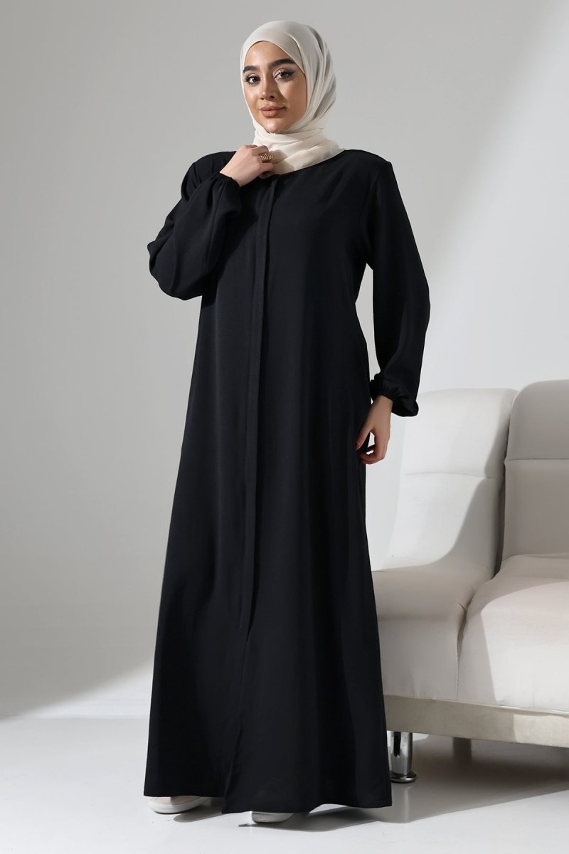 Women's Black Aerobin Hidden Zipper Hajj Umrah Outfit Hijab Abaya - ihvan
