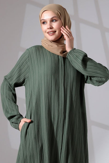 Women's Crepe Fabric Two-Piece Set with Hidden Zipper, Hajj/Umrah Outfit, Green - ihvan