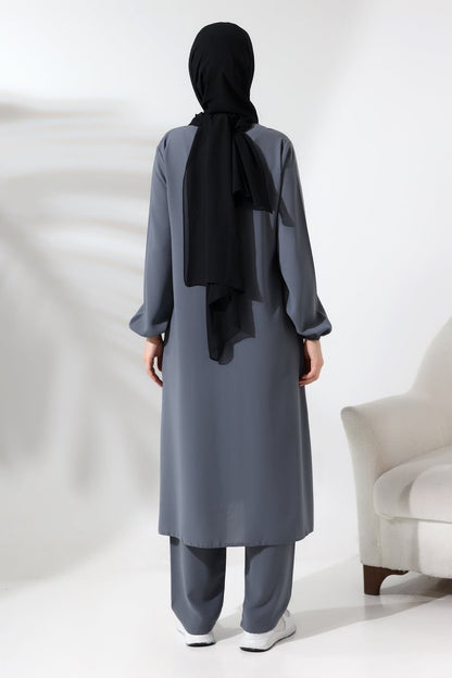 Women's Hajj and Umrah Attire, Hijab Two-Piece Set, Gray - ihvan