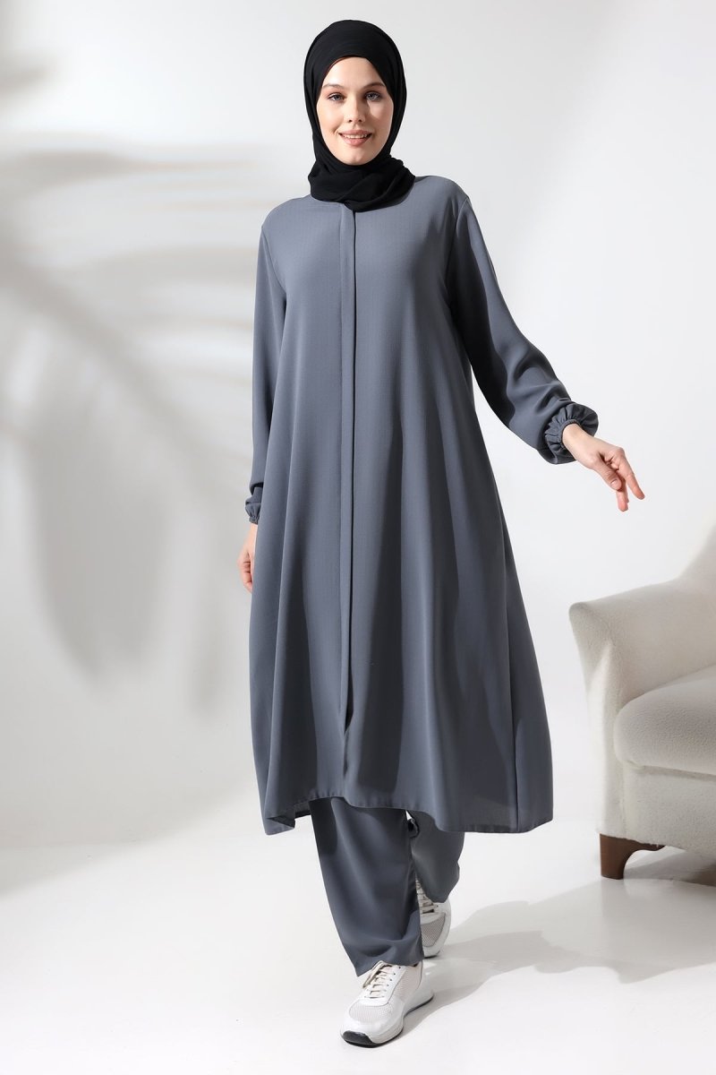 Women's Hajj and Umrah Attire, Hijab Two-Piece Set, Gray - ihvan