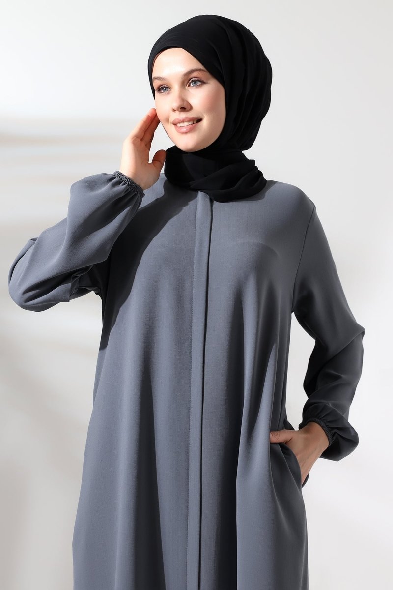 Women's Hajj and Umrah Attire, Hijab Two-Piece Set, Gray - ihvan
