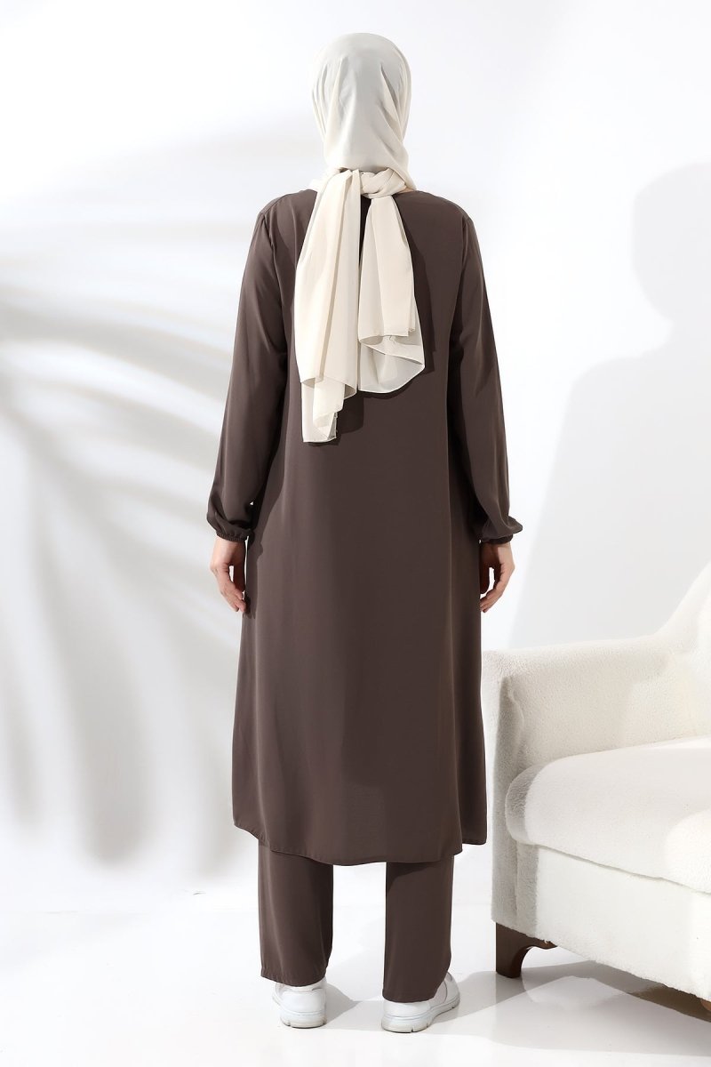 Women's Hajj and Umrah Attire, Hijab Two-Piece Set, Milky Coffee Color - ihvan