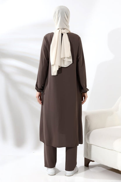 Women's Hajj and Umrah Attire, Hijab Two-Piece Set, Milky Coffee Color - ihvan