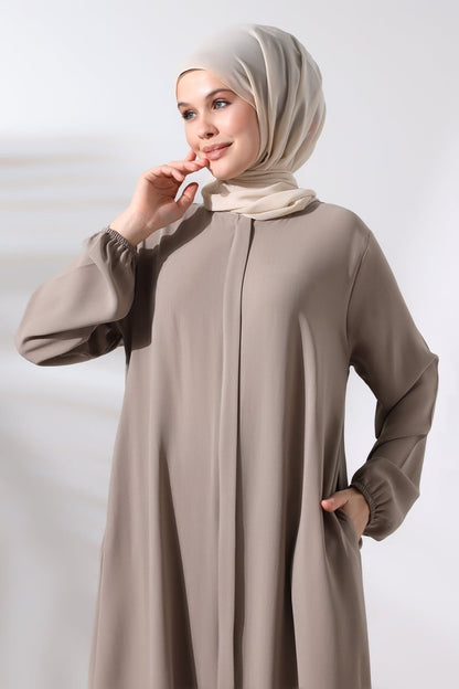 Women's Hajj and Umrah Attire, Hijab Two-Piece Set, Mink - ihvan