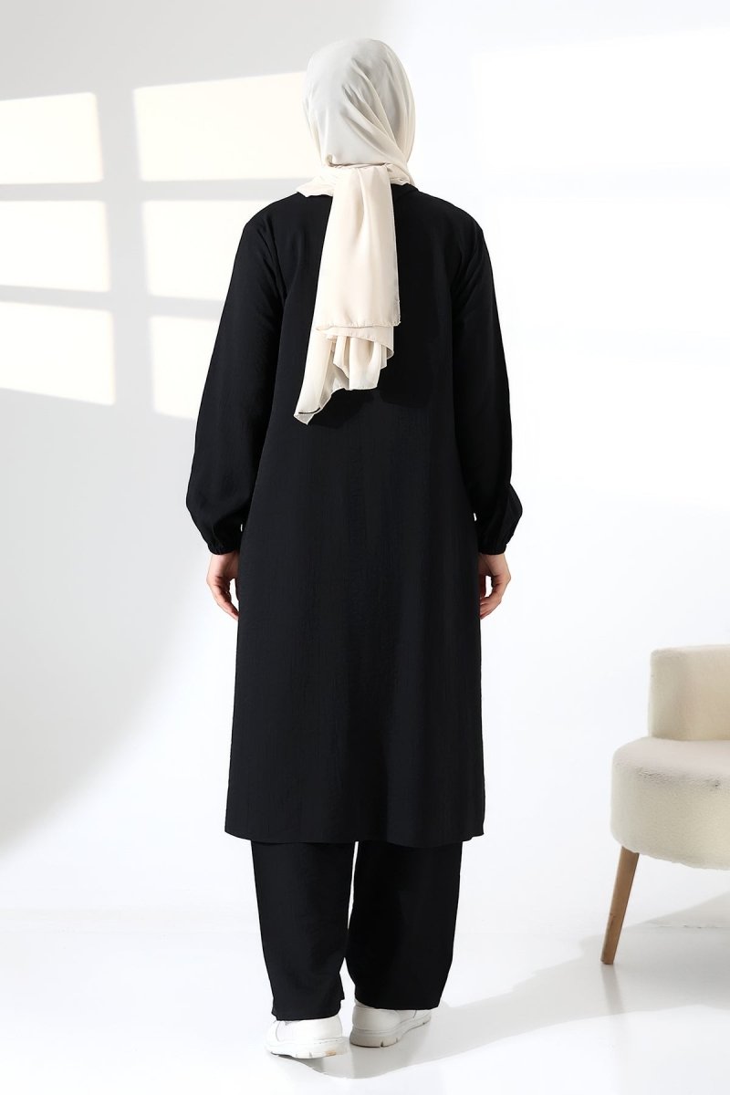 Women's Hajj and Umrah Attire, Two-Piece Hijab Set - Black - ihvan
