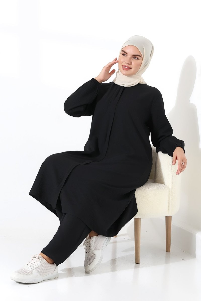 Women's Hajj and Umrah Attire, Two-Piece Hijab Set - Black - ihvan