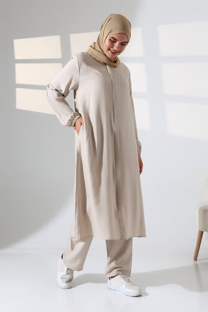 Women's Hajj and Umrah Attire, Two-Piece Hijab Set - Cream - ihvan
