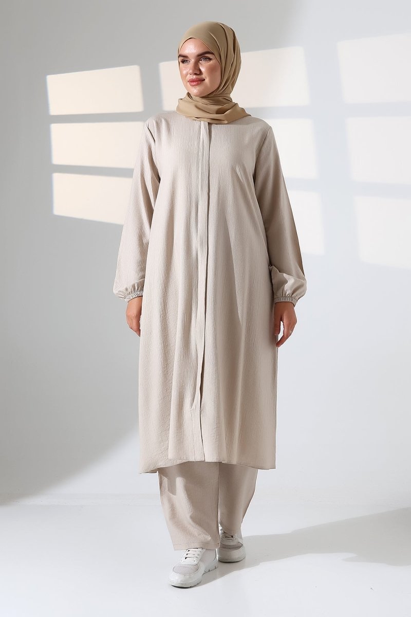 Women's Hajj and Umrah Attire, Two-Piece Hijab Set - Cream - ihvan