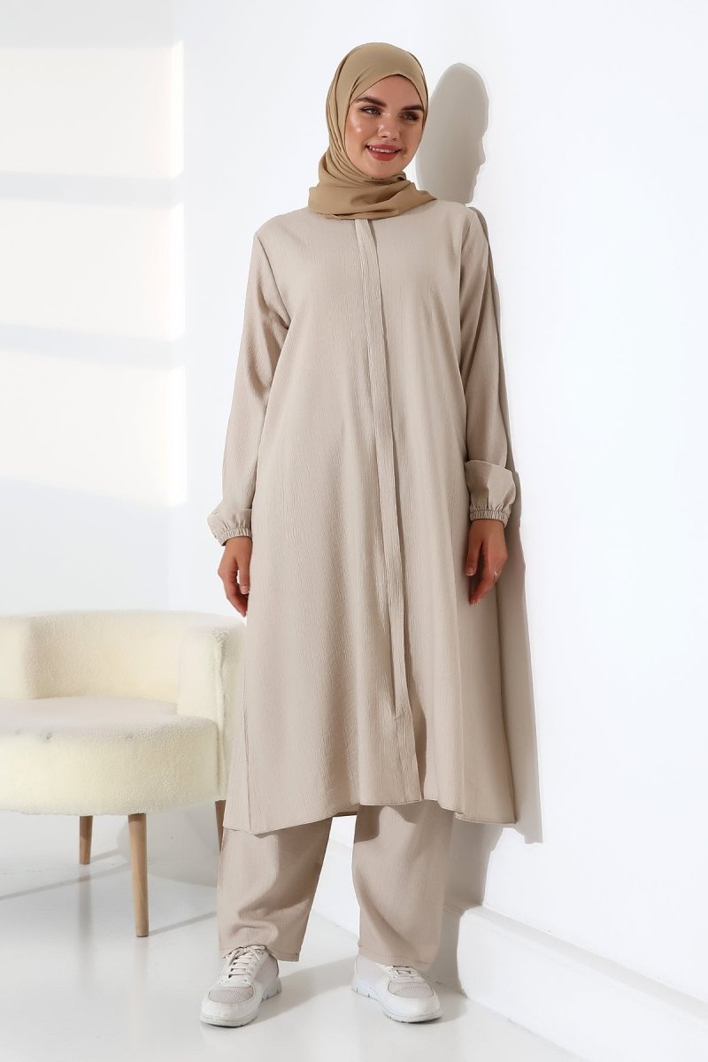 Women's Hajj and Umrah Attire, Two-Piece Hijab Set - Cream - ihvan