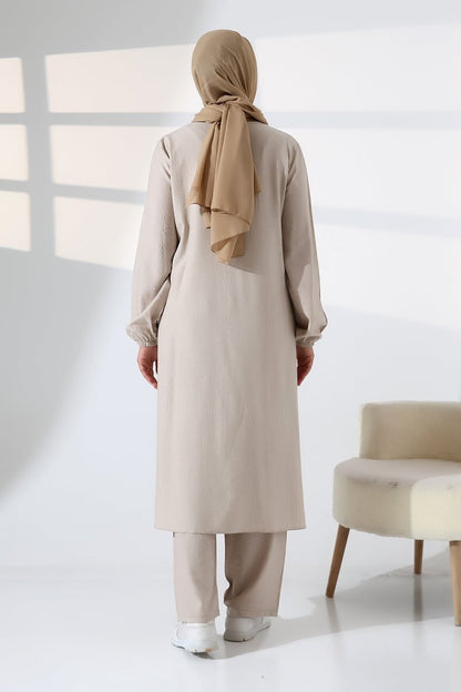 Women's Hajj and Umrah Attire, Two-Piece Hijab Set - Cream - ihvan