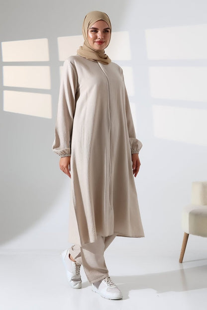 Women's Hajj and Umrah Attire, Two-Piece Hijab Set - Cream - ihvan