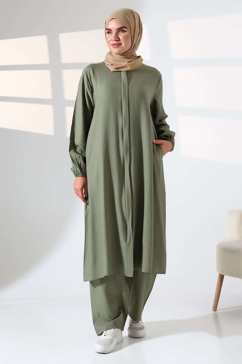 Women's Hajj and Umrah Attire, Two-Piece Hijab Set - Green - ihvan